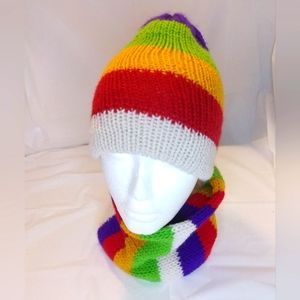 Hand Knitted Hat & Neck Warmer/Cowl
